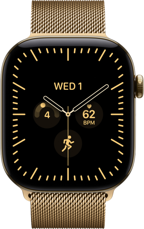 Apple Watch Series 12 GPS + Cellular 46mm Titaniumboett Skinande Guld  &bull; Milanesisk Loop Skinande Guld - S/M