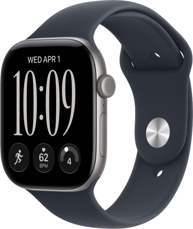 Apple Watch Series 12 GPS + Cellular 46mm Aluminiumboett Rymdgr&aring; &bull; Sportband Marinbl&aring; - S/M