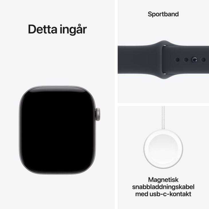 Apple Watch Series 12 GPS + Cellular 46mm Aluminiumboett Rymdgr&aring; &bull; Sportband Marinbl&aring; - S/M