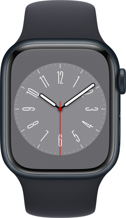 Apple Watch Series 8 GPS + Cellular 41mm Aluminiumboett i Midnatt • Sportband Midnatt - Standard Apple Watch Series 8 GPS + Cellular 41mm Aluminiumboett i Midnatt • Sportband Midnatt - Standard