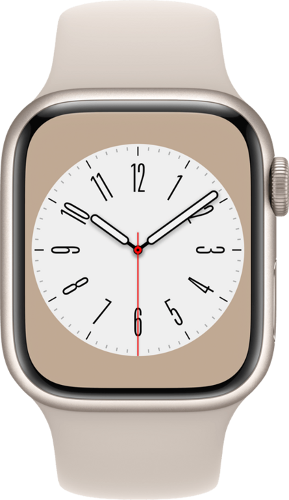 Apple Watch Series 8 GPS + Cellular 41mm Aluminiumboett i Stjärnglans • Sportband Stjärnglans - Standard Apple Watch Series 8 GPS + Cellular 41mm Aluminiumboett i Stjärnglans • Sportband Stjärnglans - Standard