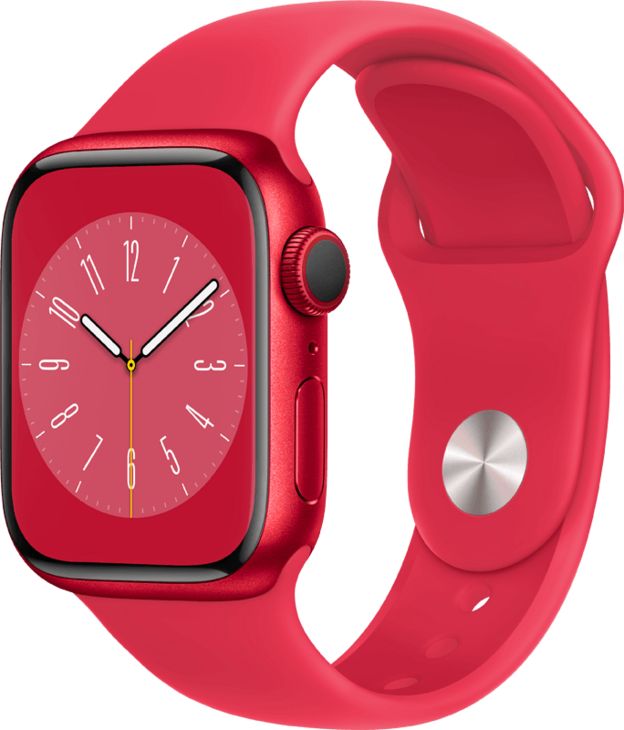 Apple Watch Series 8 GPS + Cellular 41mm Aluminiumboett i (PRODUCT)RED • Sportband (PRODUCT)RED - Standard Apple Watch Series 8 GPS + Cellular 41mm Aluminiumboett i (PRODUCT)RED • Sportband (PRODUCT)RED - Standard