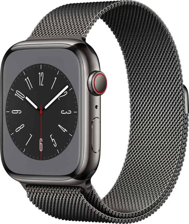 Apple Watch Series 8 GPS + Cellular 41mm Rostfri Stålboett i Grafit • Milanesisk loop Grafit Apple Watch Series 8 GPS + Cellular 41mm Rostfri Stålboett i Grafit • Milanesisk loop Grafit