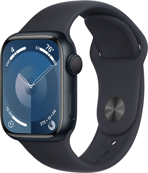 Apple Watch Series 9 GPS 41mm Aluminiumboett i Midnatt • Sportband Midnatt - M/L Apple Watch Series 9 GPS 41mm Aluminiumboett i Midnatt • Sportband Midnatt - M/L