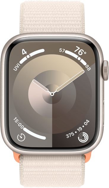 Apple Watch Series 9 GPS 45mm Aluminiumboett i Stjärnglans • Sportloop Stjärnglans Apple Watch Series 9 GPS 45mm Aluminiumboett i Stjärnglans • Sportloop Stjärnglans