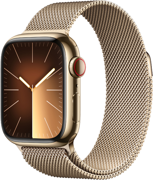Apple Watch Series 9 GPS + Cellular 41mm Rostfri Stålboett i Guld • Milanesisk loop Guld Apple Watch Series 9 GPS + Cellular 41mm Rostfri Stålboett i Guld • Milanesisk loop Guld