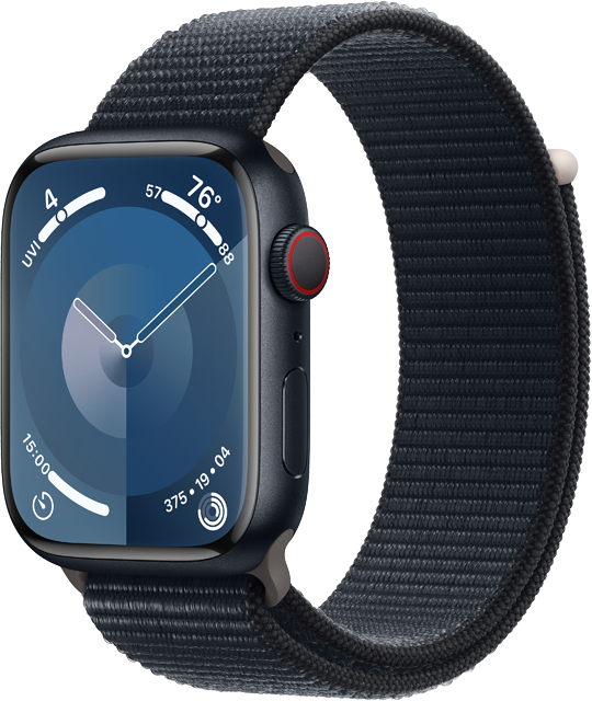 Apple Watch Series 9 GPS + Cellular 45mm Aluminiumboett i Midnatt • Sportloop Midnatt Apple Watch Series 9 GPS + Cellular 45mm Aluminiumboett i Midnatt • Sportloop Midnatt