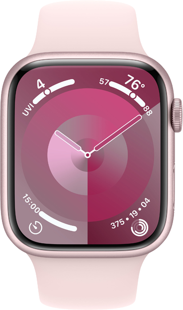 Apple Watch Series 9 GPS + Cellular 45mm Aluminiumboett i Rosa • Sportband Ljusrosa - M/L Apple Watch Series 9 GPS + Cellular 45mm Aluminiumboett i Rosa • Sportband Ljusrosa - M/L
