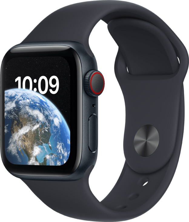Apple Watch SE GPS + Cellular 40mm Aluminiumboett i Midnatt • Sportband Midnatt - Standard Apple Watch SE GPS + Cellular 40mm Aluminiumboett i Midnatt • Sportband Midnatt - Standard
