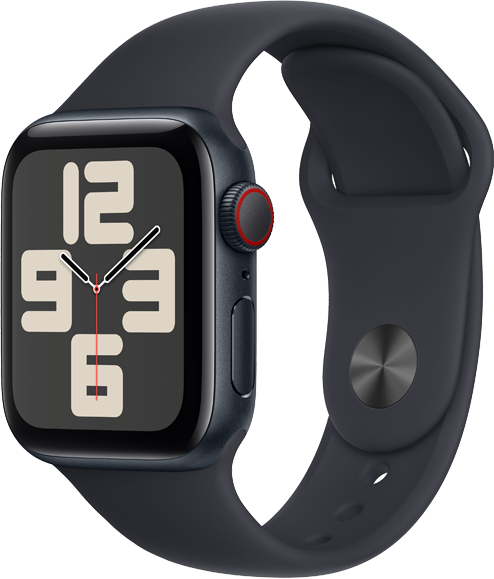 Apple Watch SE GPS + Cellular 40mm Aluminiumboett i Midnatt • Sportband Midnatt - S/M Apple Watch SE GPS + Cellular 40mm Aluminiumboett i Midnatt • Sportband Midnatt - S/M