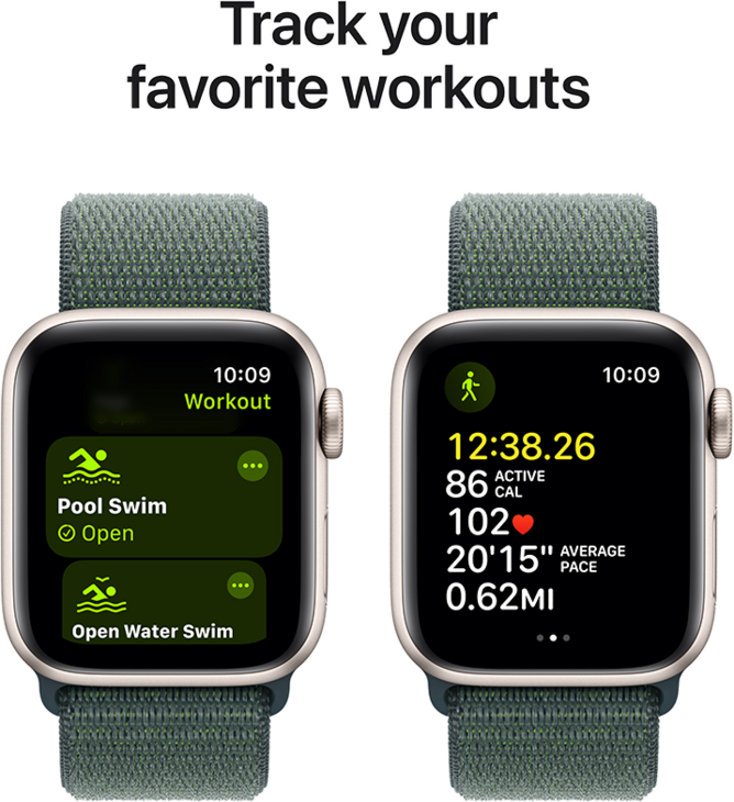Apple Watch SE GPS 40mm Aluminiumboett i Stjärnglans  •  Sportloop Blågrön Apple Watch SE GPS 40mm Aluminiumboett i Stjärnglans  •  Sportloop Blågrön