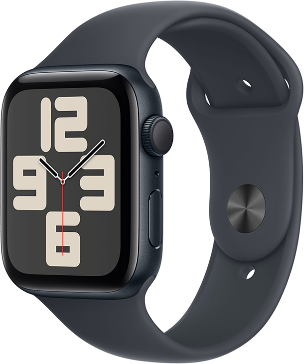 Apple Watch SE GPS 44mm Aluminiumboett i Midnatt  •  Sportband Midnatt - S/M Apple Watch SE GPS 44mm Aluminiumboett i Midnatt  •  Sportband Midnatt - S/M