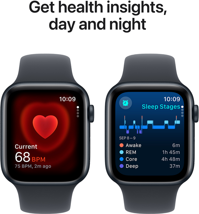 Apple Watch SE GPS 44mm Aluminiumboett i Midnatt  •  Sportband Midnatt - S/M Apple Watch SE GPS 44mm Aluminiumboett i Midnatt  •  Sportband Midnatt - S/M