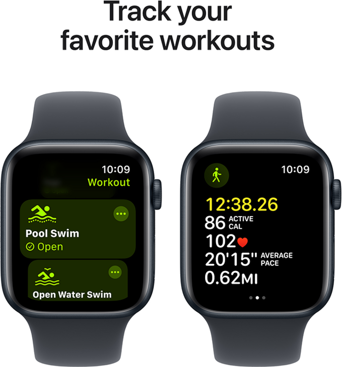 Apple Watch SE GPS 44mm Aluminiumboett i Midnatt  •  Sportband Midnatt - S/M Apple Watch SE GPS 44mm Aluminiumboett i Midnatt  •  Sportband Midnatt - S/M