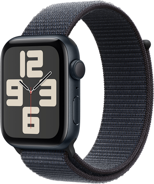 Apple Watch SE GPS 44mm Aluminiumboett i Midnatt  •  Sportloop Svartlila Apple Watch SE GPS 44mm Aluminiumboett i Midnatt  •  Sportloop Svartlila