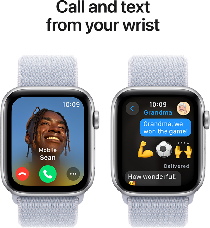 Apple Watch SE GPS 44mm Aluminiumboett i Silver  •  Sportloop Dimblå Apple Watch SE GPS 44mm Aluminiumboett i Silver  •  Sportloop Dimblå