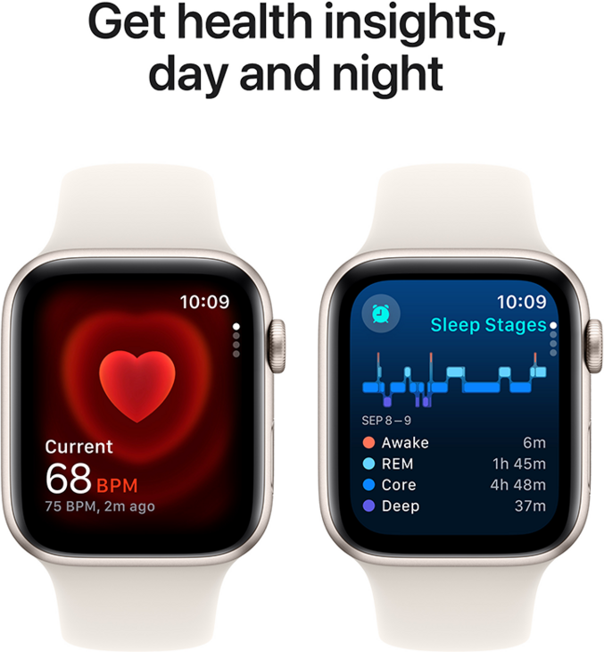 Apple Watch SE GPS 44mm Aluminiumboett i Stjärnglans  •  Sportband Stjärnglans - S/M Apple Watch SE GPS 44mm Aluminiumboett i Stjärnglans  •  Sportband Stjärnglans - S/M