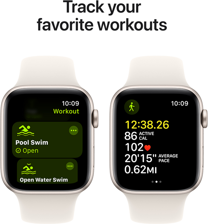 Apple Watch SE GPS 44mm Aluminiumboett i Stjärnglans  •  Sportband Stjärnglans - S/M Apple Watch SE GPS 44mm Aluminiumboett i Stjärnglans  •  Sportband Stjärnglans - S/M