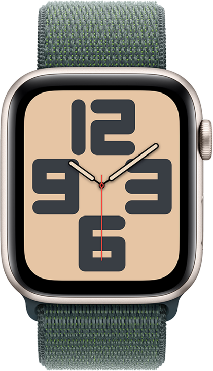 Apple Watch SE GPS 44mm Aluminiumboett i Stjärnglans  •  Sportloop Blågrön Apple Watch SE GPS 44mm Aluminiumboett i Stjärnglans  •  Sportloop Blågrön