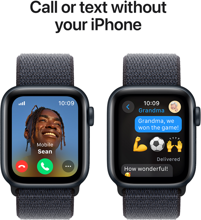 Apple Watch SE GPS + Cellular 40mm Aluminiumboett i Midnatt  •  Sportloop Svartlila Apple Watch SE GPS + Cellular 40mm Aluminiumboett i Midnatt  •  Sportloop Svartlila