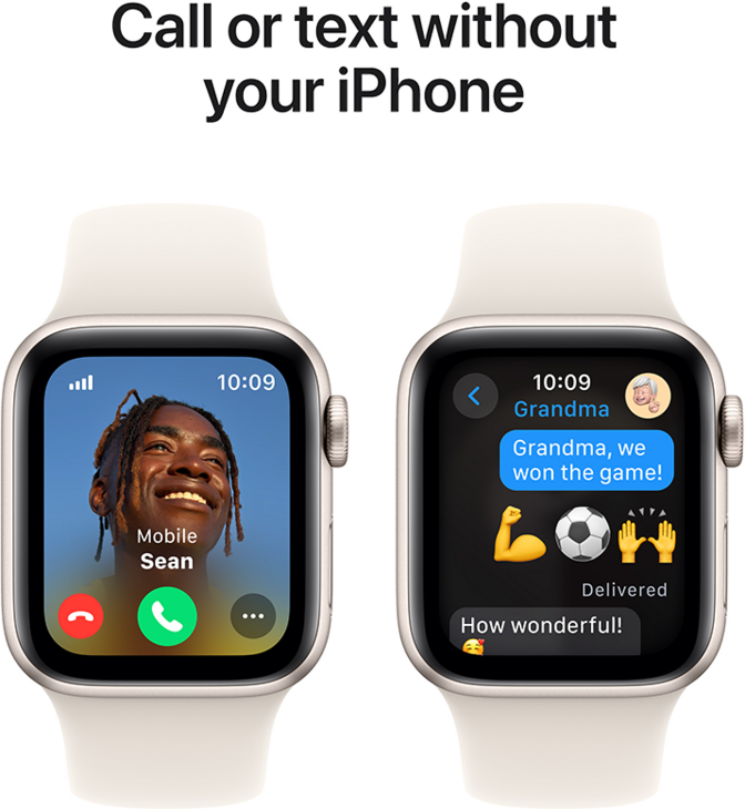 Apple Watch SE GPS + Cellular 40mm Aluminiumboett i Stjärnglans  •  Sportband Stjärnglans - S/M Apple Watch SE GPS + Cellular 40mm Aluminiumboett i Stjärnglans  •  Sportband Stjärnglans - S/M