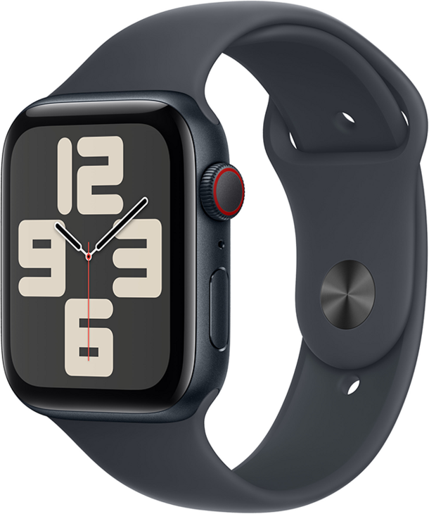 Apple Watch SE GPS + Cellular 44mm Aluminiumboett i Midnatt  •  Sportband Midnatt - M/L Apple Watch SE GPS + Cellular 44mm Aluminiumboett i Midnatt  •  Sportband Midnatt - M/L