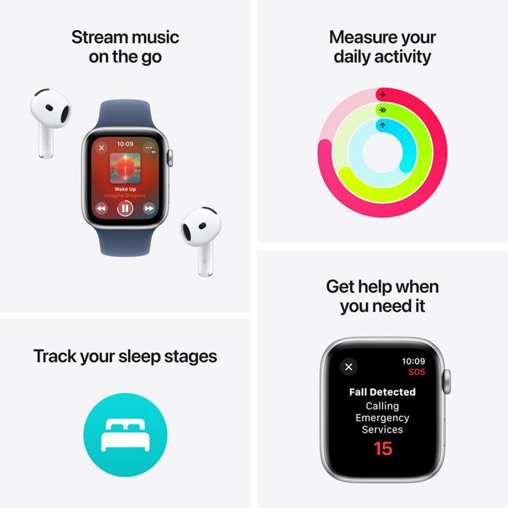 Apple Watch SE GPS + Cellular 44mm Aluminiumboett i Midnatt  •  Sportloop Svartlila Apple Watch SE GPS + Cellular 44mm Aluminiumboett i Midnatt  •  Sportloop Svartlila