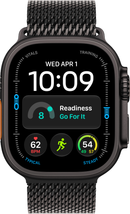 Apple Watch Ultra 4 med Titanboett Svart &bull; Milanesisk loop i titan Svart - Small