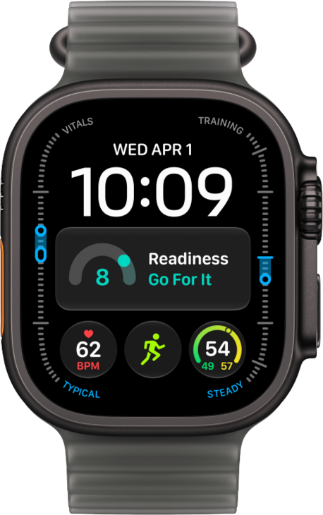 Apple Watch Ultra 4 med Titanboett Svart &bull; Havsband Genomlyst svart