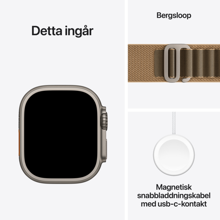 Apple Watch Ultra 4 med Titanboett Naturlig &bull; Bergsloop &Ouml;kensand - Medium