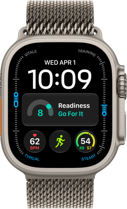 Apple Watch Ultra 4 med Titanboett Naturlig &bull; Milanesisk loop i titan Naturlig - Small
