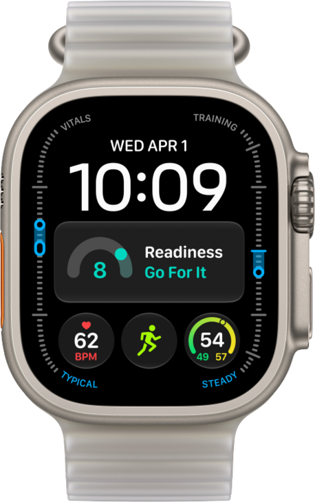 Apple Watch Ultra 4 med Titanboett Naturlig &bull; Havsband Genomlyst gr&aring;
