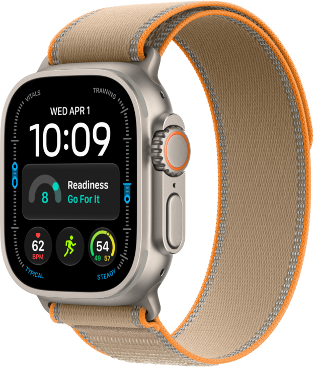 Apple Watch Ultra 4 med Titanboett Naturlig &bull; Terr&auml;ngloop Sand - S/M