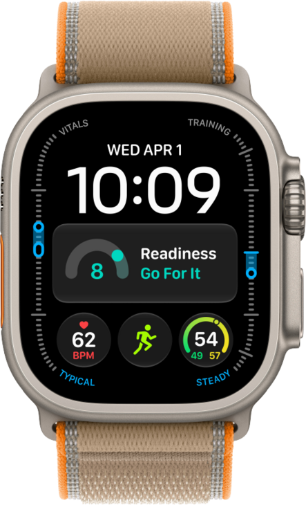 Apple Watch Ultra 4 med Titanboett Naturlig &bull; Terr&auml;ngloop Sand - S/M