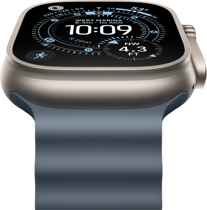 Apple Watch Ultra 3 med Titanboett Naturlig • Havsband Ankarblå Apple Watch Ultra 3 med Titanboett Naturlig • Havsband Ankarblå