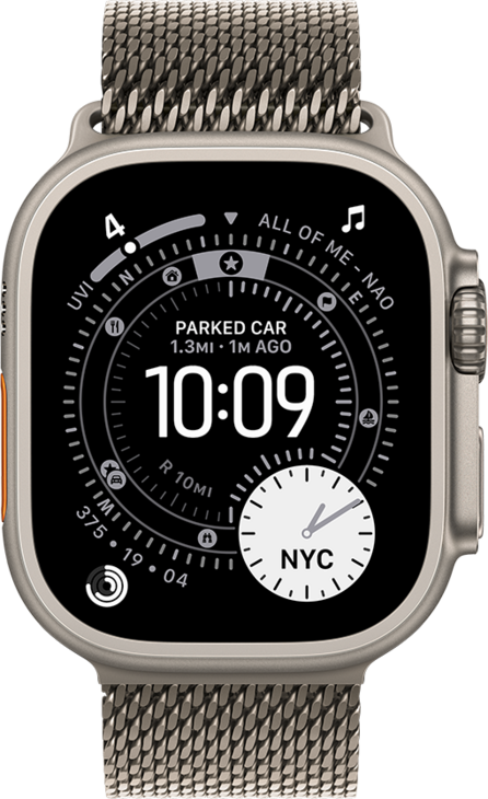 Apple Watch Ultra 3 med Titanboett Naturlig • Milanesisk loop i titan Naturlig - Small Apple Watch Ultra 3 med Titanboett Naturlig • Milanesisk loop i titan Naturlig - Small