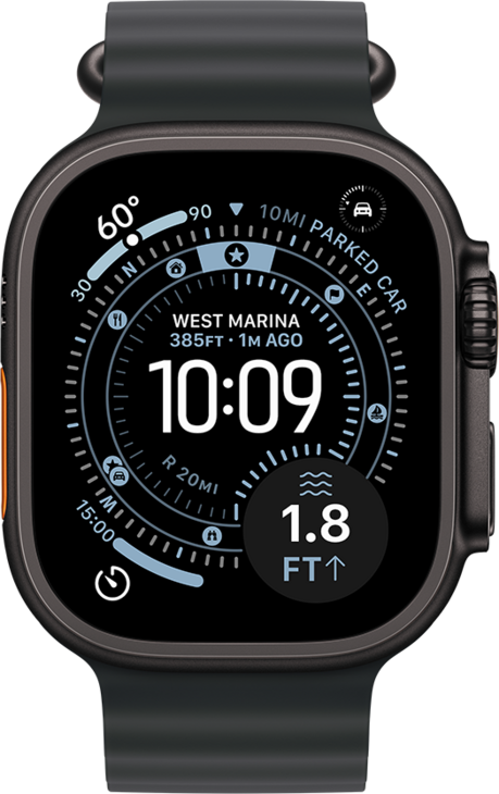 Apple Watch Ultra 3 med Titanboett Svart • Havsband Svart Apple Watch Ultra 3 med Titanboett Svart • Havsband Svart