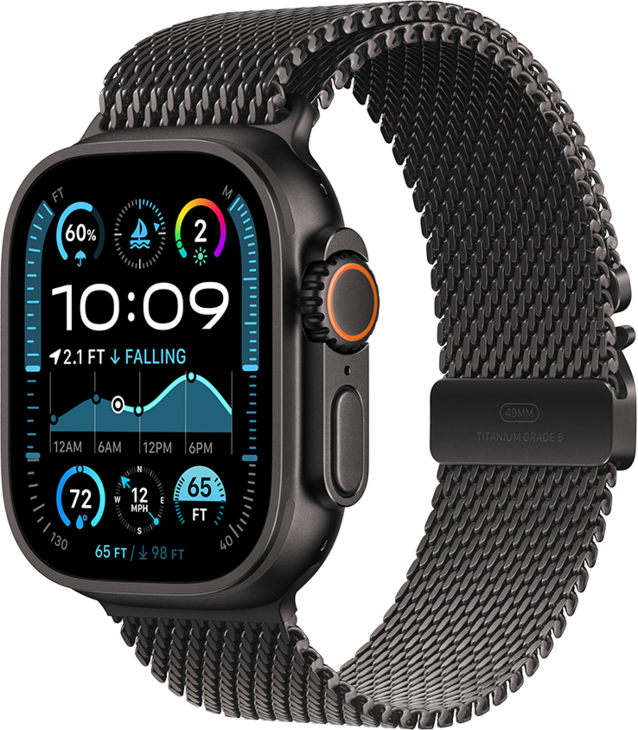 Apple Watch Ultra 2 GPS + Cellular 49mm Titanboett Svart  •  Milanesisk loop i titan Svart - S - Bruten förpackning Apple Watch Ultra 2 GPS + Cellular 49mm Titanboett Svart  •  Milanesisk loop i titan Svart - S - Bruten förpackning