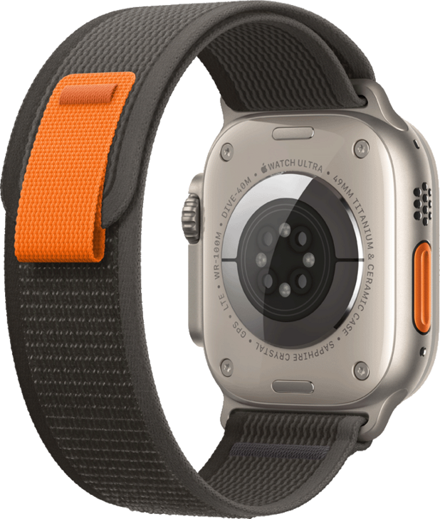 Apple Watch Ultra, 49mm Titanboett • Terrängloop Svart/Grå - M/L Apple Watch Ultra, 49mm Titanboett • Terrängloop Svart/Grå - M/L