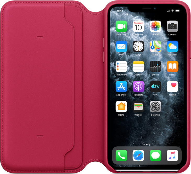 Apple iPhone 11 Pro Max Leather Folio - Raspberry Apple iPhone 11 Pro Max Leather Folio - Raspberry