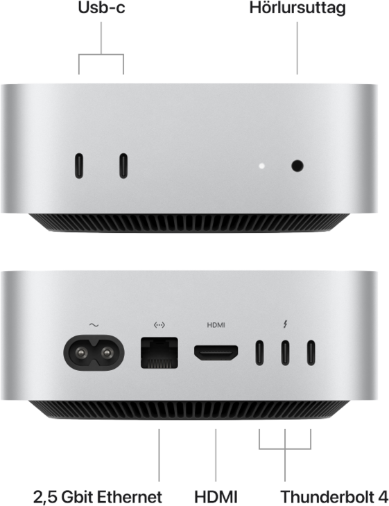 Mac mini, M6 12-Core, grafik 12-core, 16GB, 2TB SSD, 10Gigabit Ethernet