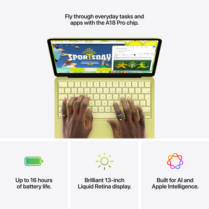 MacBook Neo 13-tum, 8GB RAM, 512 SSD, Touch ID, Citrus