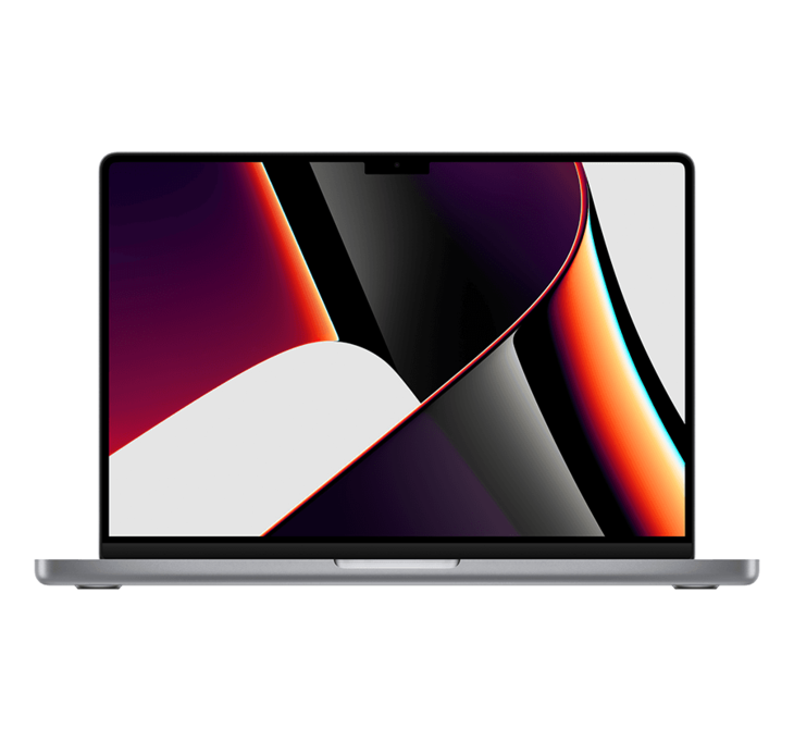 MacBook Pro 14-tum i silver framifrån