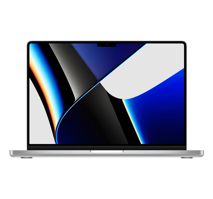 MacBook Pro 14-tum i silver framifrån