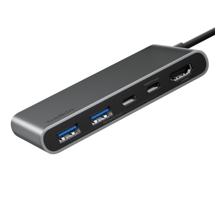 Belkin CONNECT - USB-C Multiportadapter 5-i-1 - Rymdgr&aring;