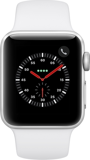 Apple Watch Series 3 GPS + Cellular - 42mm Aluminiumboett i silver med vitt sportband Apple Watch Series 3 GPS + Cellular - 42mm Aluminiumboett i silver med vitt sportband