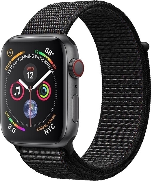 Apple Watch Series 4 GPS + Cellular - 44mm Aluminiumboett i rymdgrått med sportloop i svart Apple Watch Series 4 GPS + Cellular - 44mm Aluminiumboett i rymdgrått med sportloop i svart