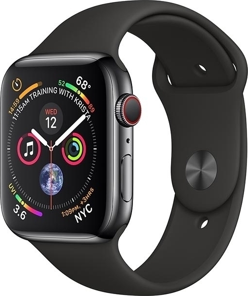 Apple Watch Series 4 GPS + Cellular - 40mm Rostfri stålboett i rymdsvart med sportband i svart Apple Watch Series 4 GPS + Cellular - 40mm Rostfri stålboett i rymdsvart med sportband i svart