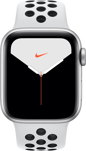 Apple Watch Nike Series 5 GPS, 44mm Aluminiumboett i silver med Pure Platinum/Svart Nike Sport Band Apple Watch Nike Series 5 GPS, 44mm Aluminiumboett i silver med Pure Platinum/Svart Nike Sport Band