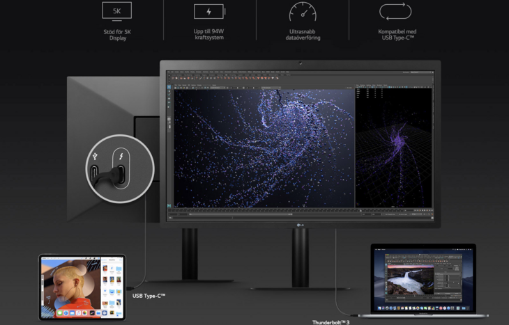 LG UltraFine 5K-skärm 27-tum 5120 × 2880 pixlar 16:9 LG UltraFine 5K-skärm 27-tum 5120 × 2880 pixlar 16:9